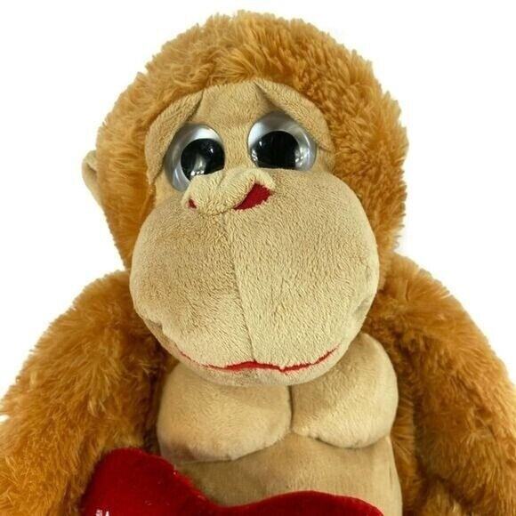 Ape Over You Monkey Plush With 2 Dimensional Sad Eyes Brown 18"  Tall - Picture 2 of 6